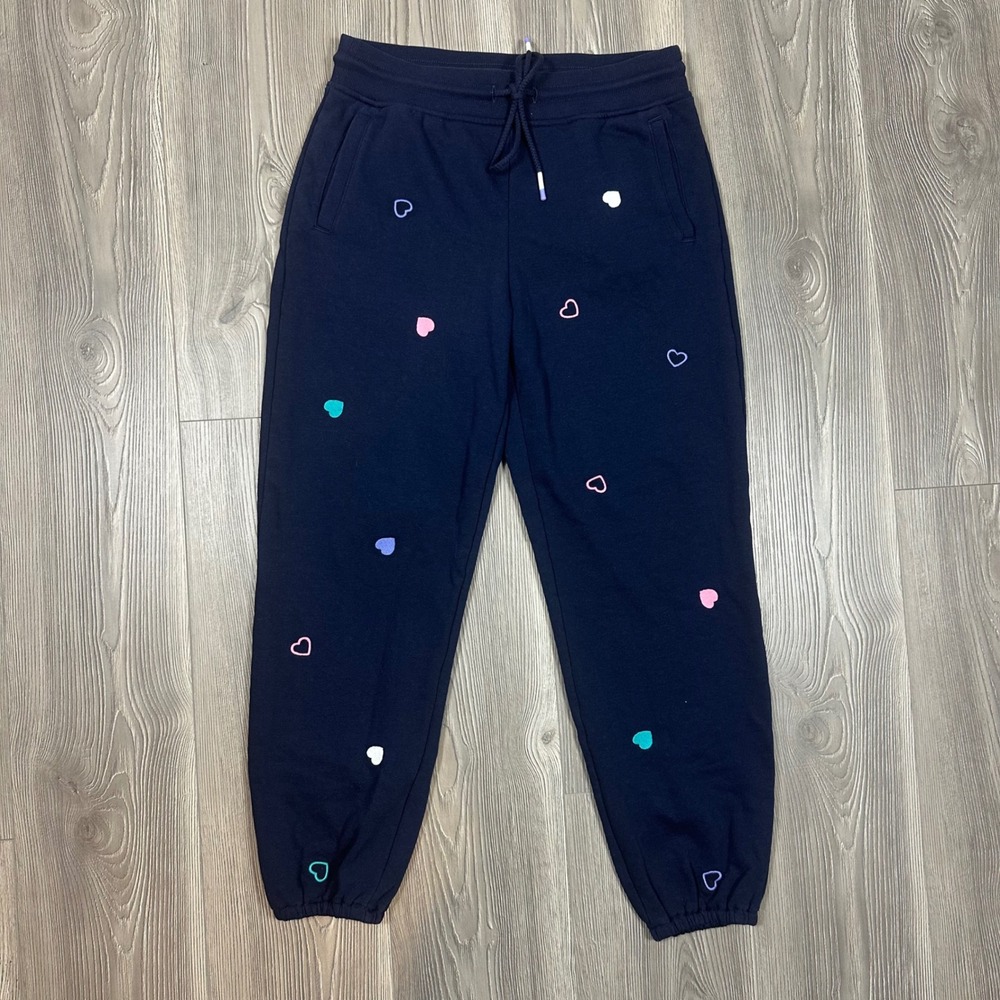 Lou & Grey Navy Lightweight Jogger Sweatpants‎ with Embroidered Heart Details